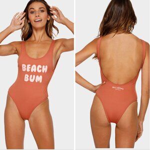 BNWT Billabong One Piece Open Back Swimsuit S XS racing backless scoop